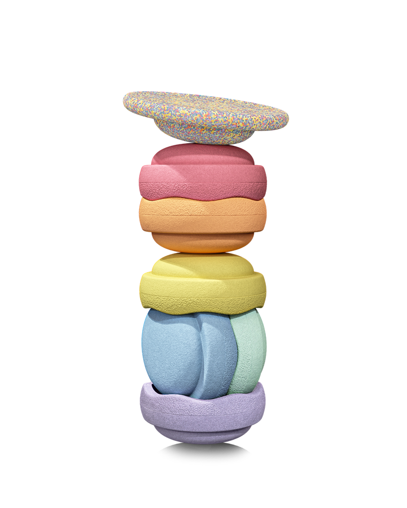 Stapelstein pastel met balance board 